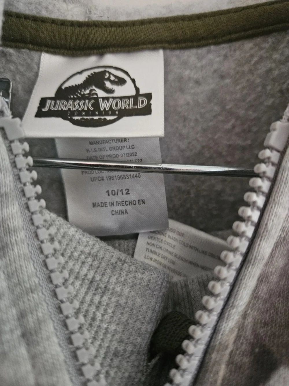 Jurassic-themed Kids Gray Dinosaur Zip Hoodie & Pants  Set